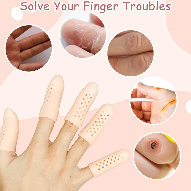 16Pcs Gel Finger Cots with Air Holes, Gel Finger Protectors Finger Covers Protection for Finger Tips, Breathable Finger Covers Finger Caps Gloves Finger Protectors for Wound, Finger Cracking - BeesActive Australia