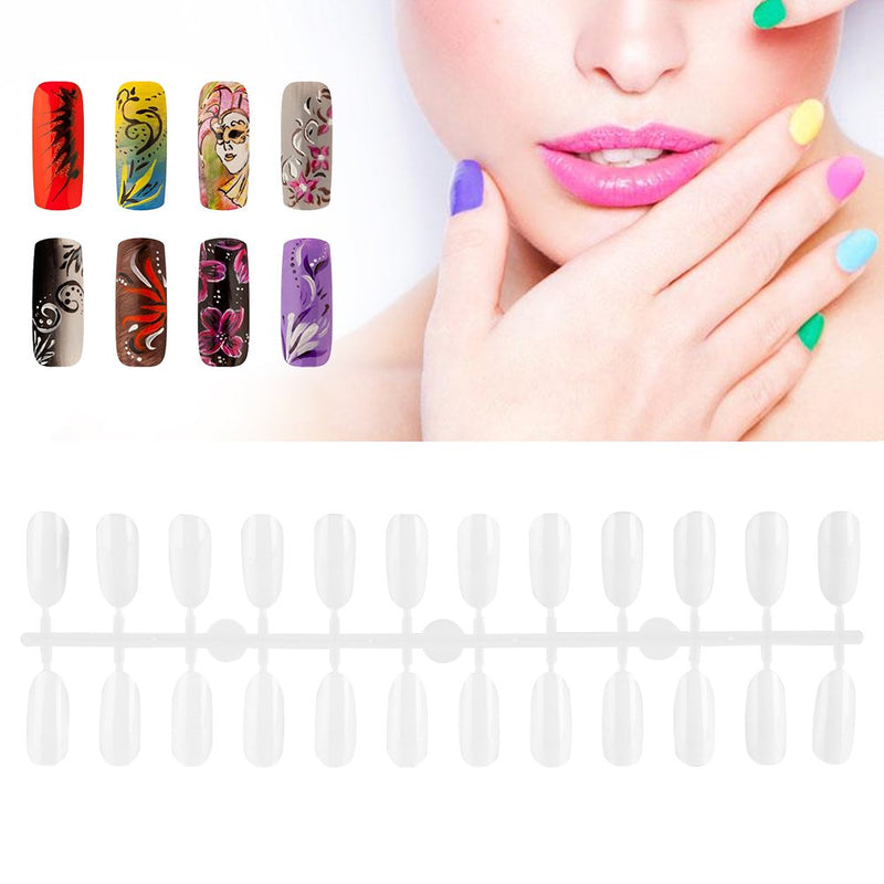 Polish Color Card - Nail Gel Polish Display Oval DIY Practice Nail Art False Tips Graphic Palette 240 Nail Ttips(White) White - BeesActive Australia