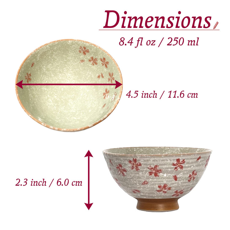 MINO WARE JAPAN Traditional Style Japanese Ceramics Rice Bowl Chawan Pottery, Dishwasher Microwave Safe Made in Japan (Koyuki Zakura, Small (nakahira)) Small (nakahira) Koyuki Zakura - BeesActive Australia
