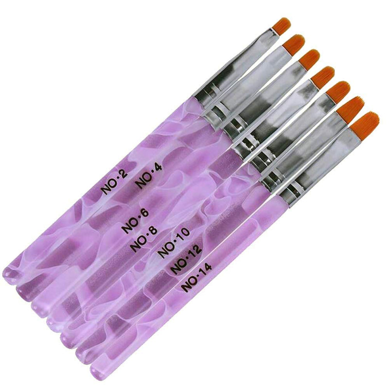 NEJLSD 7Pcs UV Gel Nail Art Painting Brush Design Tools Nail Art Tips Builder Brush Pen Flower Drawing Pen for Professional Salons (Pink) Pink - BeesActive Australia