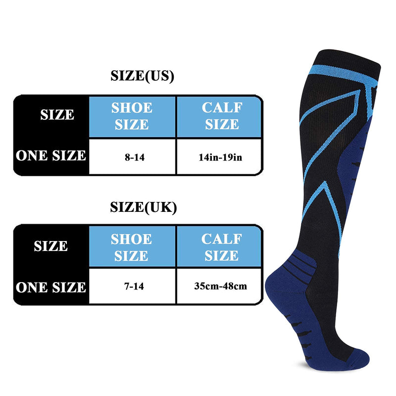 Compression Socks for Men & Women Medical Grade 20-30mmHg Knee High Sports Socks for Running, Cycling, Fitness Blue - BeesActive Australia