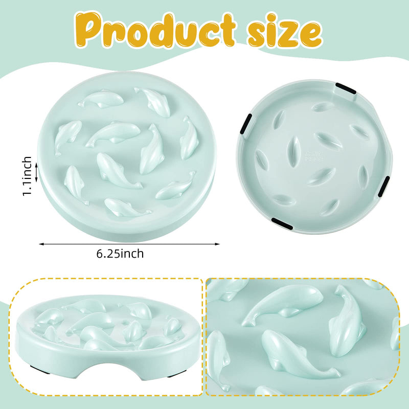 2 Pcs Cat Slow Feeder Bowl Pet Feeder Wet Food Slow Feed Raised Dish Healthy Eating Diet Fun Interactive Feeding Bowls for Cats and Dogs Dishwasher Safe, Fish Pool Design Small White, Green - BeesActive Australia