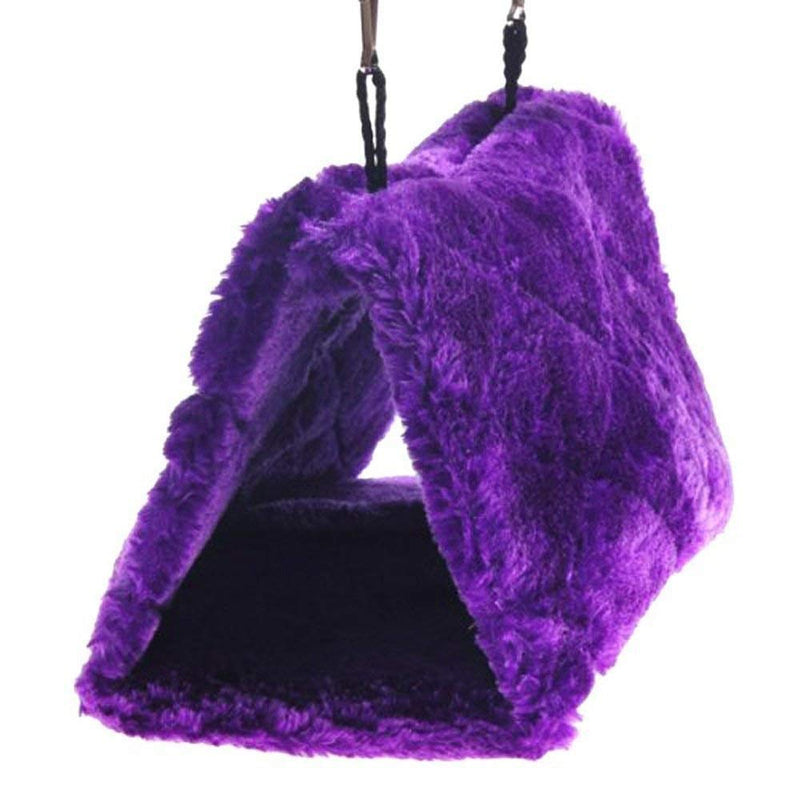Plush Pet Bird Hut Nest Cdycam Hammock Hanging Cage Warm Nest Happy Snuggle Cave Tent Medium (Pack of 1) Purple - BeesActive Australia