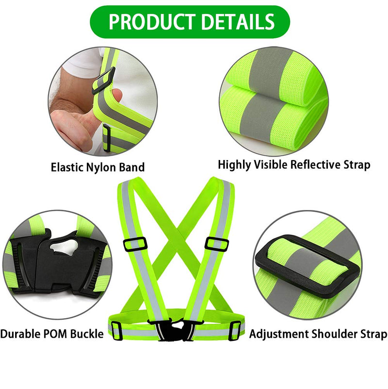 Reflective Vest, Reflective Glow Belt with 2Pack Reflector Armbands, Adjustable Elastic Safety Vest Outdoor Reflective Belt High Visibility, Ultralight & Comfy for Running, Jogging, Walking, Cycling, - BeesActive Australia