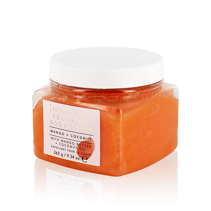 Sunday Rain Polishing Body Scrub for Extra Smooth & Soft Skin, Vegan and Cruelty-Free, Tropical Mango Butter and Coconut Oil, 265g - BeesActive Australia