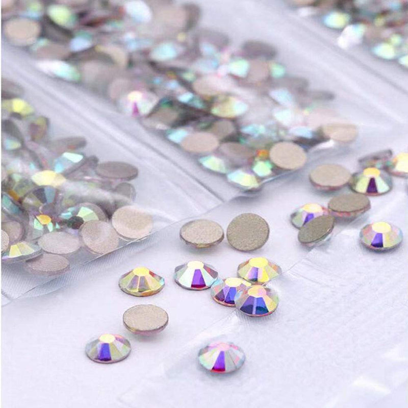 3 packs Rhinestones for Nails, Nail Crystals AB Nail Art Rhinestones Nail Diamonds Nail Gems and Rhinestones, Flat Back Round Glass ab Nail Jewels Charms, 6 Sizes for Nails Decorations Crystal AB - BeesActive Australia