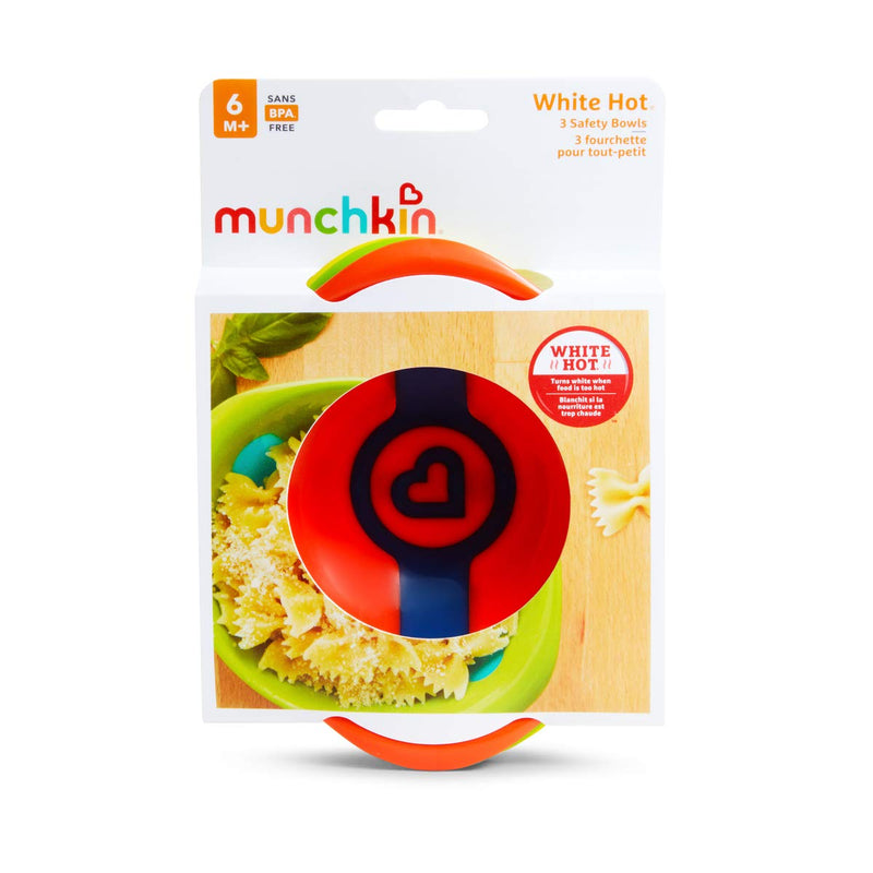 Munchkin White Hot Toddler Bowls, Colour Strip Turns White When Food and Bowl are Too Hot, Pack of 3 - BeesActive Australia