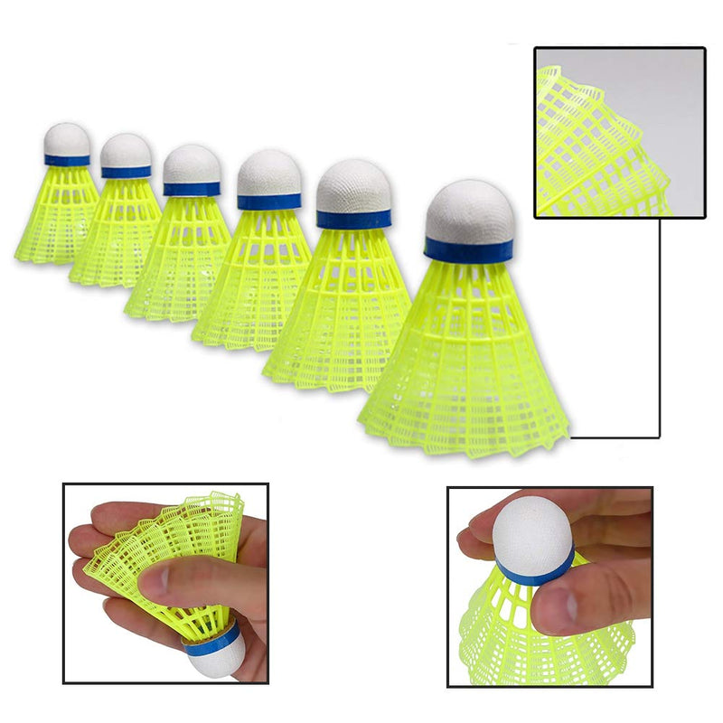 Alomejor Shuttlecocks 6pcs Professional Badminton Ball Yellow Nylon Shuttlecocks Indoor Outdoor Sports Practice Training Badminton - BeesActive Australia