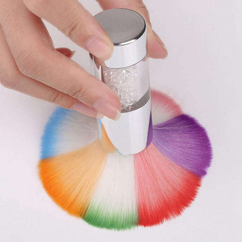 Nail Brush Nails Dust Cleaner Acrylic Colorful Makeup Brushes With Diamond Cleaning Dust Brushes Art Nail Tools (Silver) Silver - BeesActive Australia