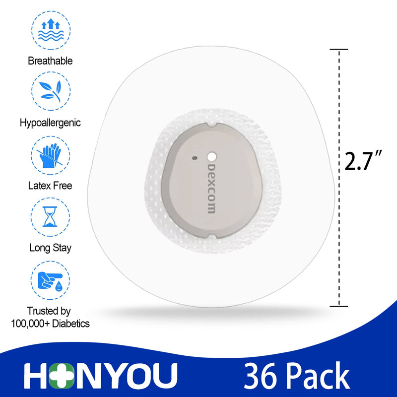 Adhesive Patches for G7 Waterproof CGM Protection Hypoallergenic Pre-Cut Adhesive Tape Transparent Dexcom Overpatch 10days, 36Pack G7, Blue 36 Count (Pack of 1) - BeesActive Australia