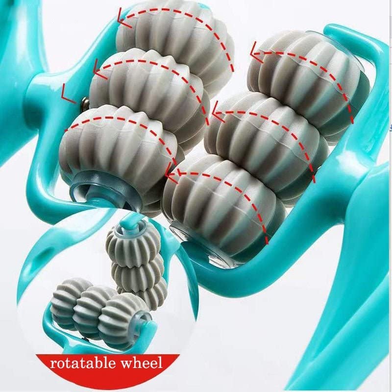 Revolution Studio Swan Shape Six Wheel Cervical Spine Pressing Massager, Neck Massager Pressure Point, Deep Tissue Trigger Point Manual Self Muscle Massager, Manual Roller Back Neck Massager (Blue) Blue - BeesActive Australia