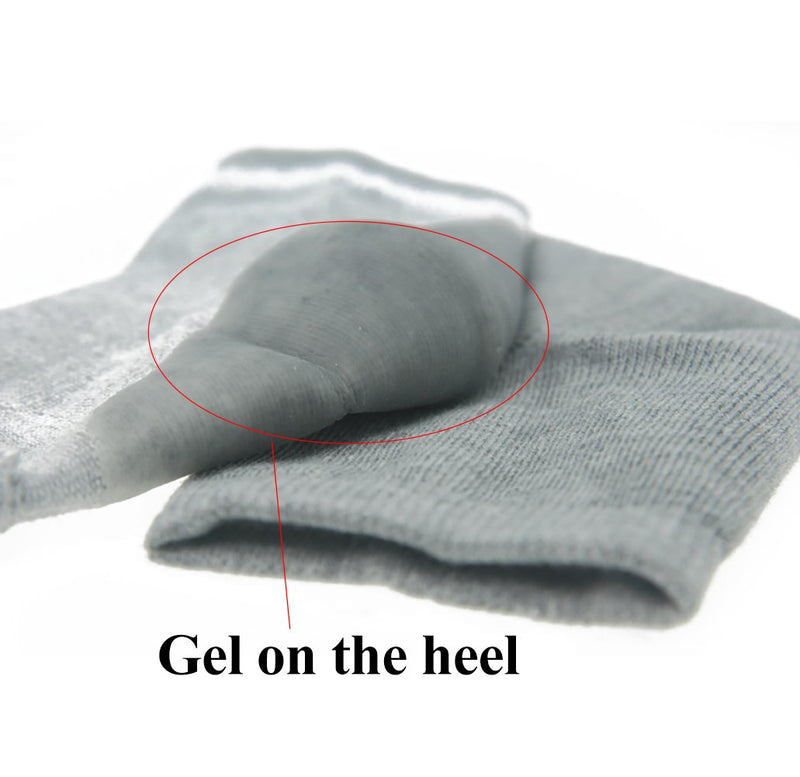 Makhry 2 Pairs Moisturizing Silicone Gel Heel Socks for Dry Hard Cracked Skin Open Toe Comfy Recovery Socks Day Night Care Black&Grey - BeesActive Australia