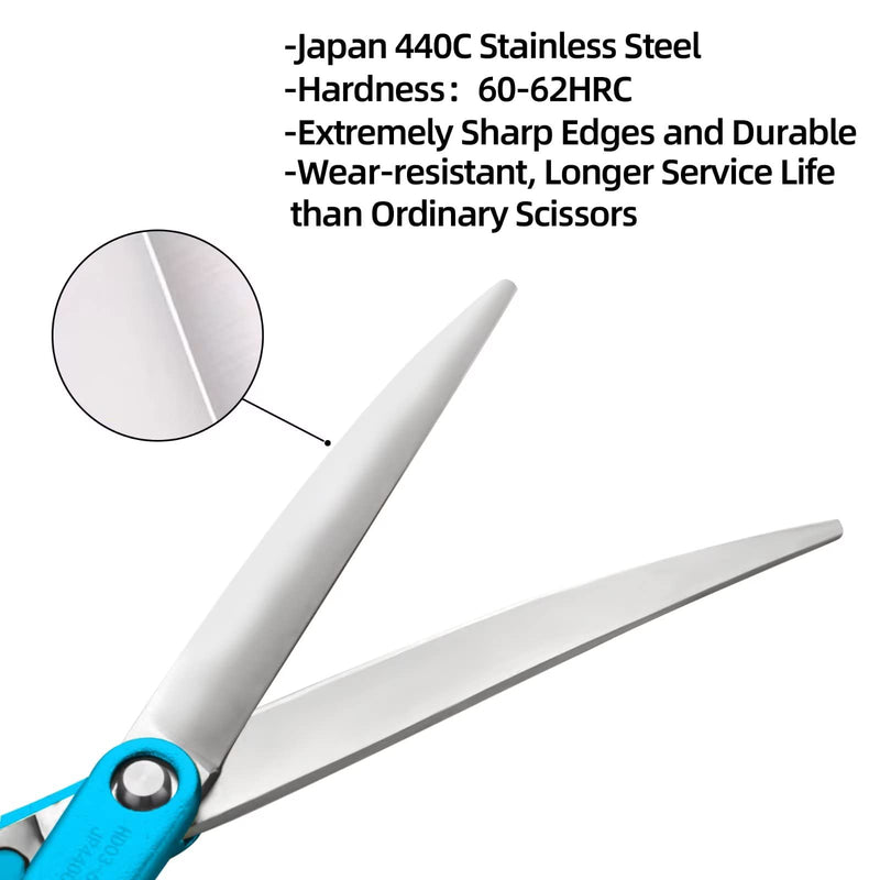 LYNHUAND 6.5" Curved Grooming Scissors for Dogs 440C Stainless Steel Professional Dog Grooming Scissors with Ultra-Light Aeronautical Aluminum Handle (Blue-Curved) Blue - BeesActive Australia