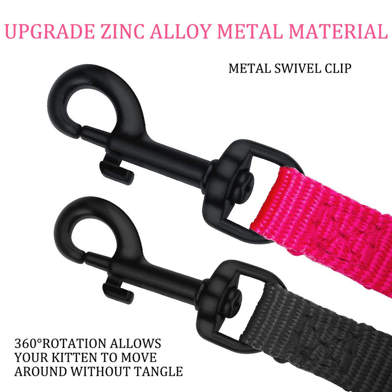 DOYOO 2 Pack Puppy Dog Leash Cat Leash, Strong and Durable Leash with Easy to Use Collar Hook - Dog Leashes for Cat with Collapsible Pet Bowl Great for Small and Medium Dog Set 02-Black+Pink - BeesActive Australia
