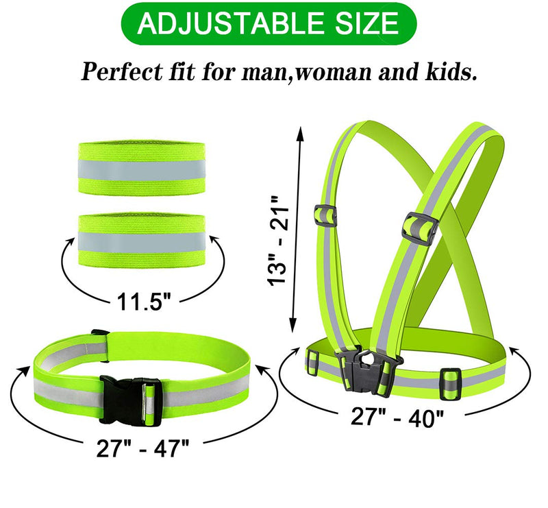 Reflective Vest, Reflective Glow Belt with 2Pack Reflector Armbands, Adjustable Elastic Safety Vest Outdoor Reflective Belt High Visibility, Ultralight & Comfy for Running, Jogging, Walking, Cycling, - BeesActive Australia