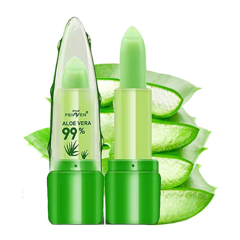 Skynest 3 Pack Aloe Vera Lip Balm, Moisturizing Lipstick Temperature Color Change Lipstick Long Lasting Nutritious Aloe Vera Lip Plumper Set (Green) - BeesActive Australia
