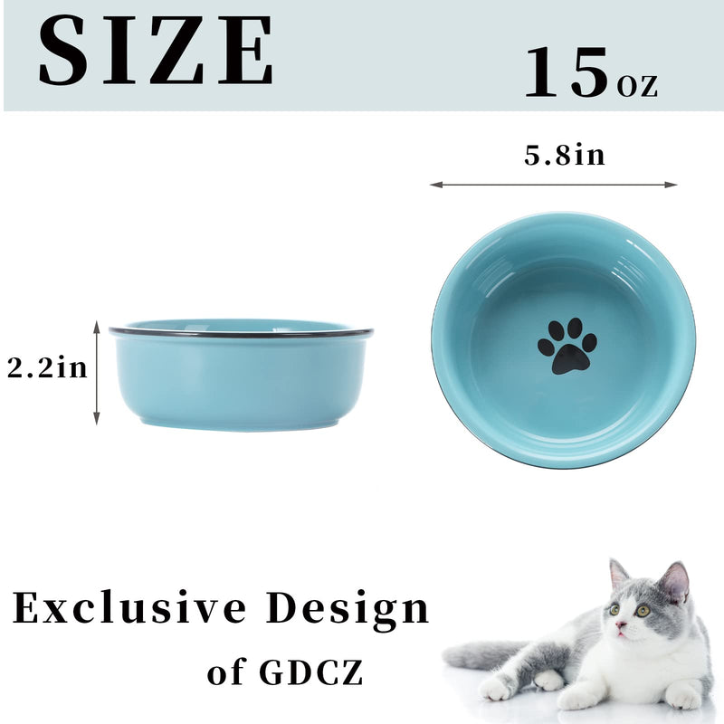 GDCZ Ceramics Raised Small Dog or Cat Bowls for Pet Food 15 Ounces Turquoise - BeesActive Australia
