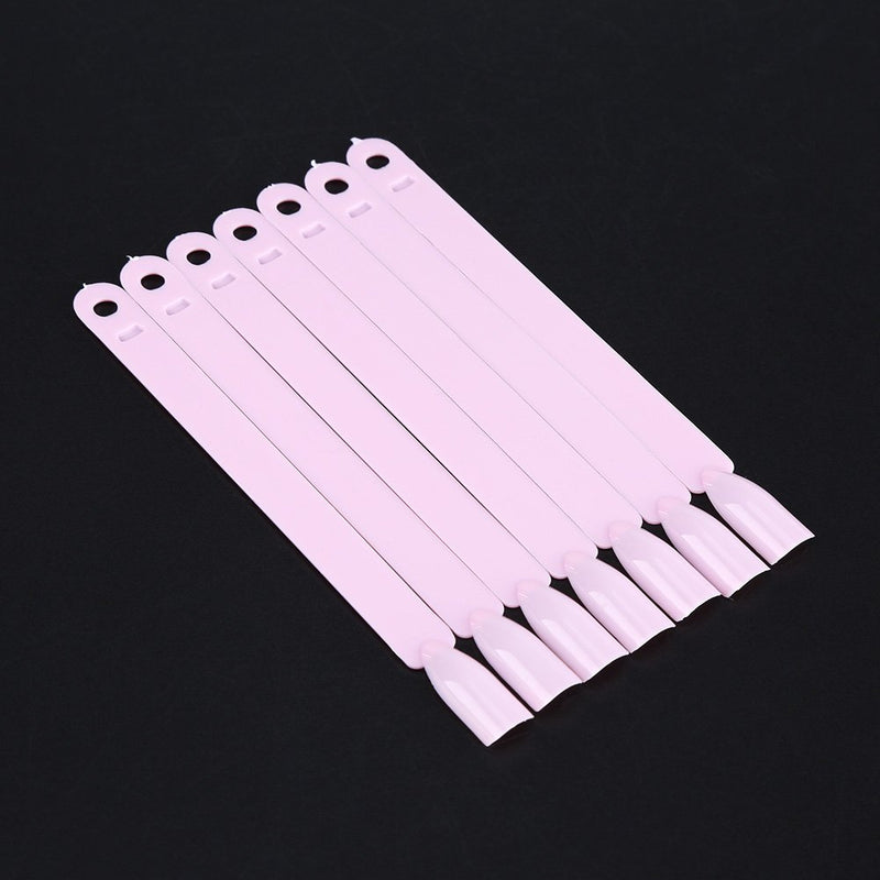 Nail Display Stick, 50Pcs/Bag Fan False Nail Tip Stick Plate Manicure Polish Gel Display Practice Tool Pink - BeesActive Australia