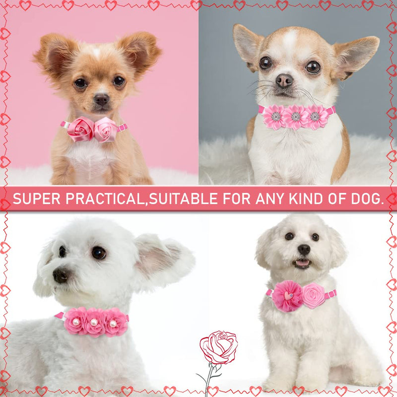 Valentine's Puppy Dog Bowtie Flower Combination 10pcs/Pack Dog Bows Necktie Styles Red Rose Pink Dog Accessories - BeesActive Australia