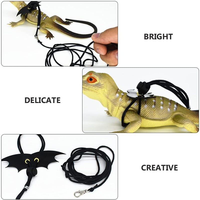balacoo 2 Sets Bearded Dragon Harness and Leash Adjustable Leather Reptile Lizard Leash Pet Traction Belt for Amphibians and Other Small Pet Animals - BeesActive Australia