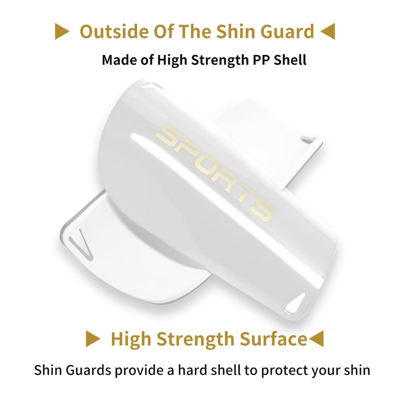 AIMISICAR Kids Youth Soccer Shin Guards, Shin Pads and Shin Guard Sleeves for 3-15 Years Old Boys and Girls for Football Games, EVA Cushion Protection Reduce Shocks and Injuries White Medium - BeesActive Australia