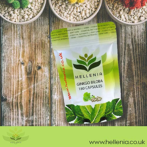 Hellenia Ginkgo Biloba | Highly Dosed 50:1 Extract 6000mg | High Strength | 180 Capsules | Manufactured in The UK - BeesActive Australia