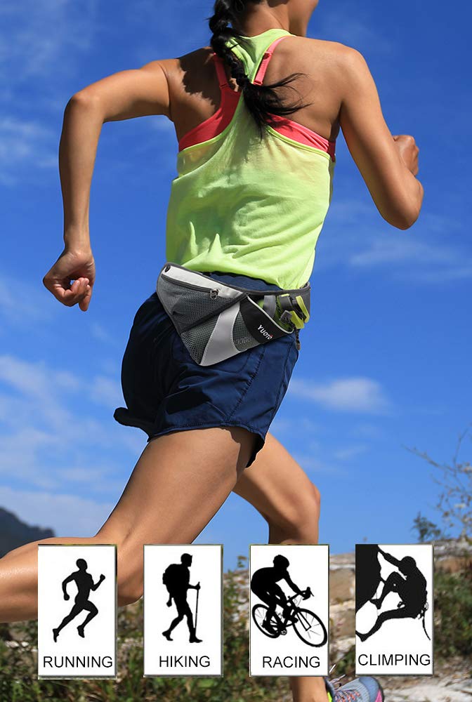 [AUSTRALIA] - YUOTO Waist Pack with Water Bottle Holder for Running Walking Hiking Runners Hydration Belt fit Maximum 27oz and iPhone 11 Men Women 01- Light Green 