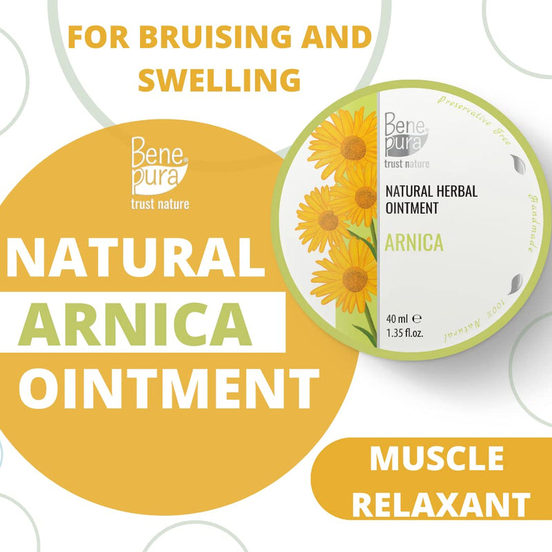 BenePura Arnica Ointment for Muscle Pain Relief - Natural Arnica Cream for Bruising and Swelling - Back Pain Relief, Knee Pain Relief, Joint Pain Relief - Bruise Cream Muscle Rub - 40 ml - BeesActive Australia