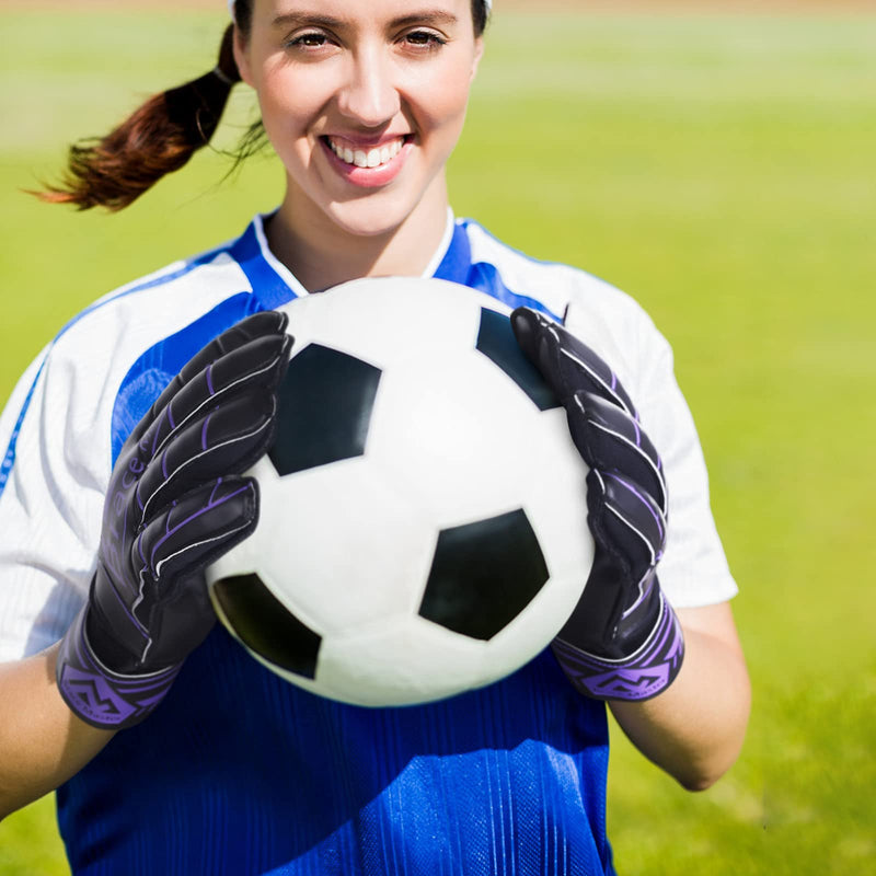 Brace Master Goalie Gloves for Youth & Adult, Goalkeeper Gloves Kids with Finger Support, Soccer Gloves for Men and Women, Junior Keeper Football Gloves for Training and Match 10 Purple+Black - BeesActive Australia