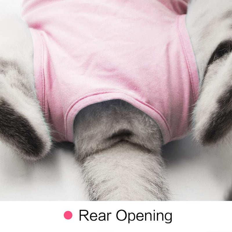 Cat Professional Recovery Suit for Abdominal Wounds or Skin Diseases, E-Collar Alternative for Cats and Dogs, After Surgery Wear, Pajama Suit Medium Pink - BeesActive Australia