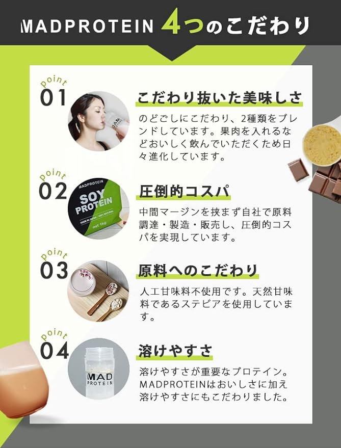 MADPROTEIN Soy Protein No Artificial Sweeteners Made in Japan Soybean Plant Protein (Rich Chocolate, 1kg) - BeesActive Australia