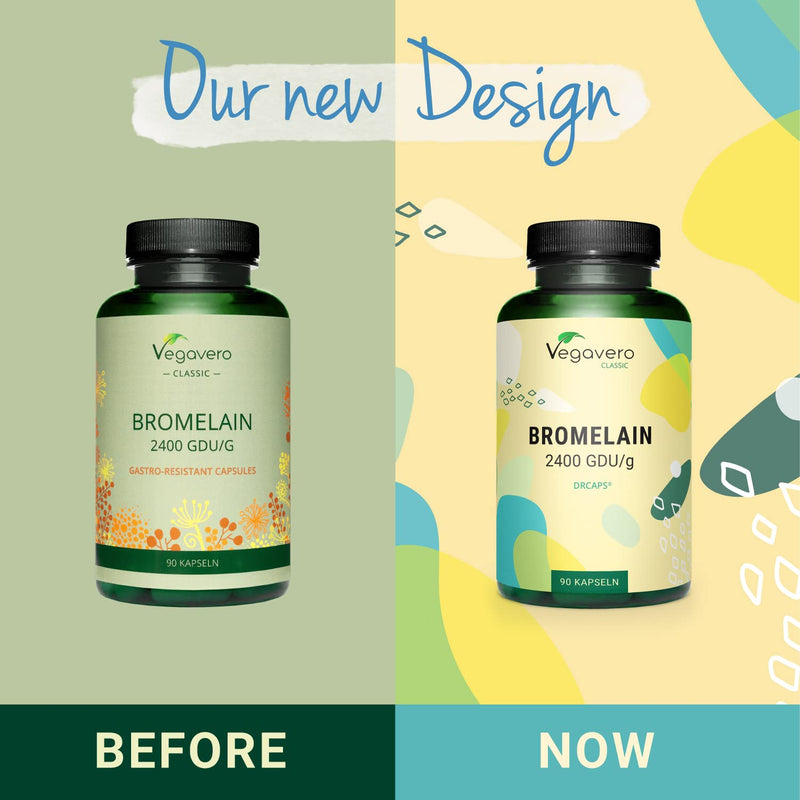 Bromelain 500mg Vegavero� | High Strength - 2400 GDU/g | NO Additives | 90 Gastro-Resistant DrCaps� | Pure Pineapple Enzyme | Vegan - BeesActive Australia