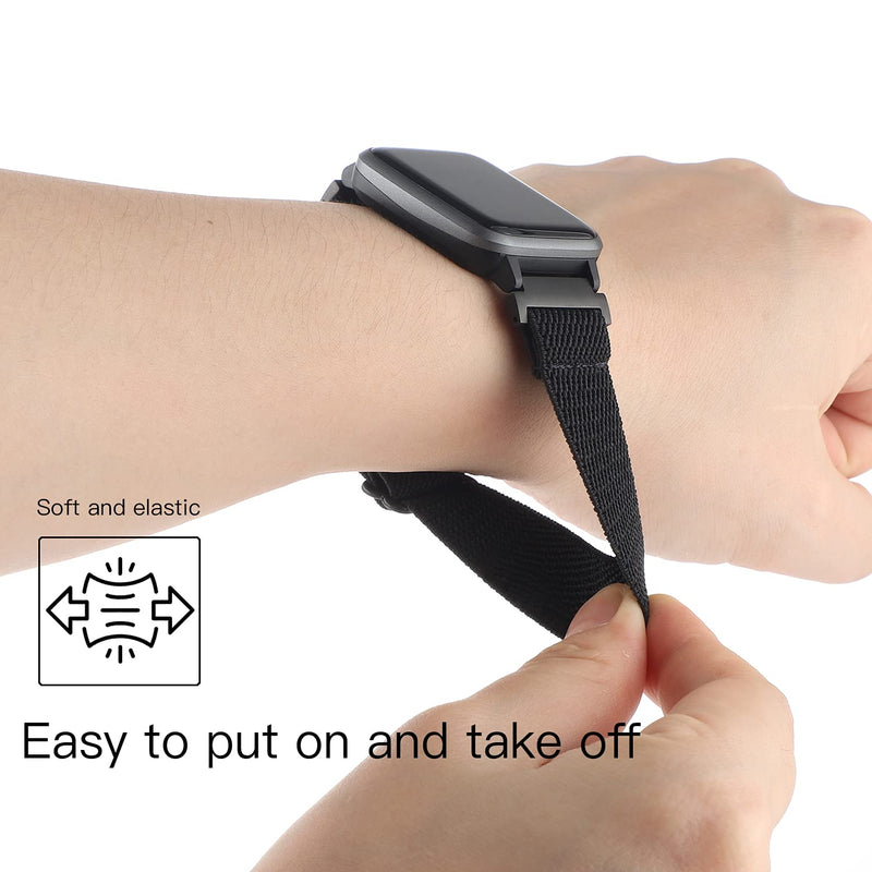 WONMILLE Adjustable Smartwatch Replacement Straps for SW021 ID205L/SW025 ID205S Sport Watch, Soft Nylon Stretchy Elastics Sport Wristband 19mm Bands Accessory (Black) Black - BeesActive Australia