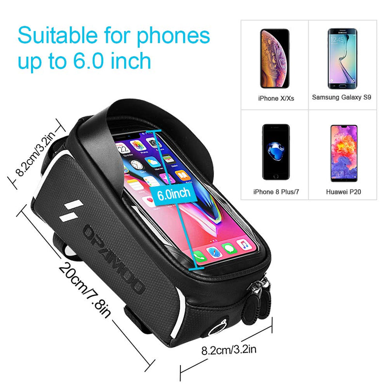 Bike Phone Front Frame Bag - Waterproof Bicycle Top Tube Cycling Phone Mount Pack Phone Case for 6.5’’ iPhone Plus xs max - BeesActive Australia