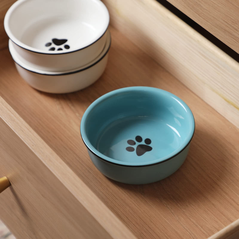 GDCZ Ceramics Raised Small Dog or Cat Bowls for Pet Food 15 Ounces Turquoise - BeesActive Australia