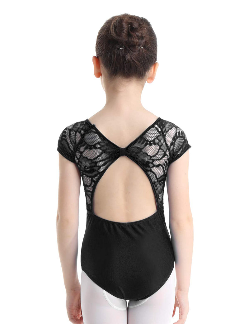 [AUSTRALIA] - moily Kids Girls Floral Lace Cutout Back Camisole Leotard Gymnastics Ballet Dance Activewear Dress Black 7/8 