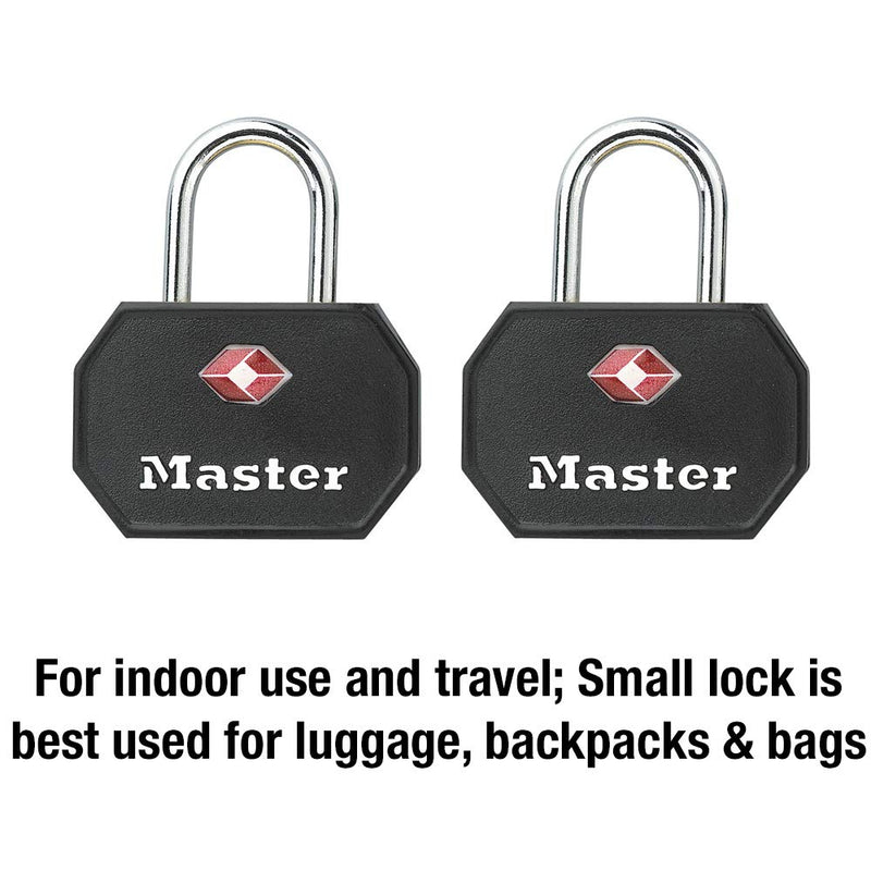 Master Lock 4681TBLK TSA Approved Luggage Lock with Key, 2 Pack, Black - BeesActive Australia