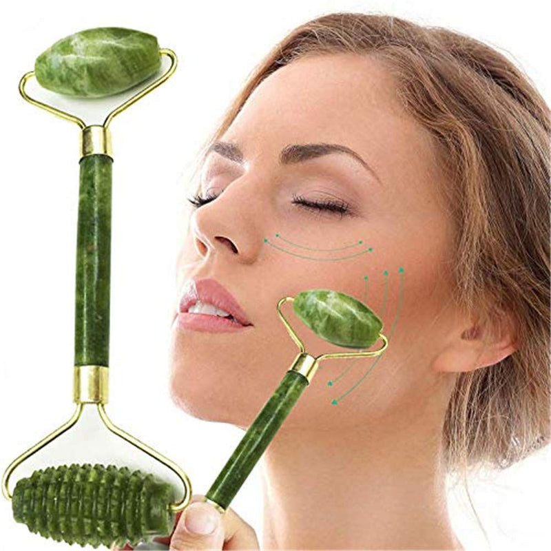 Emerald Facial Roller Massager Anti-wrinkle and relieve edema, facial ridged roller natural Xiuyan jade rejuvenates the skin - BeesActive Australia