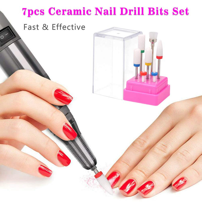 Anself Ceramic Nails Drill Bits,7pcs Acrylic Gel Nail Drill Bits Replacement for Pedicure & Manicure Machine Tool Type 7 - BeesActive Australia