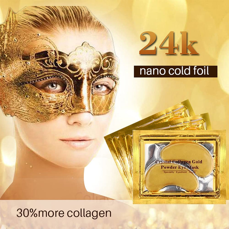 24K Gold Crystal Collagen Under Eye Mask, Anti Aging Hyaluronic Acid Under Eye Patches for Moisturizing & Reducing Dark Circles (15 Pairs) - BeesActive Australia