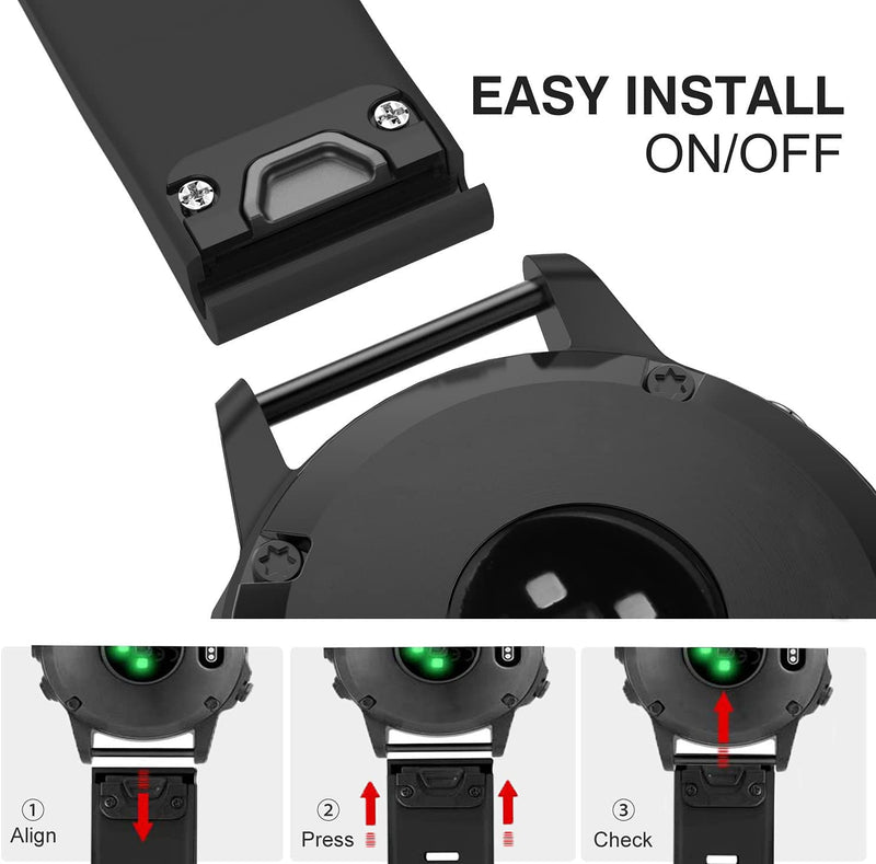 Compatible for Garmin Fenix 6S/6S Pro, 20mm Width Silicone Strap WatchBand Replacement for Garmin Fenix 6S/fenix 6S pro/fenix 6S Sapphire/Fenix 5S/Fenix 5S plus/D2 delta S Smartwatches Black - BeesActive Australia