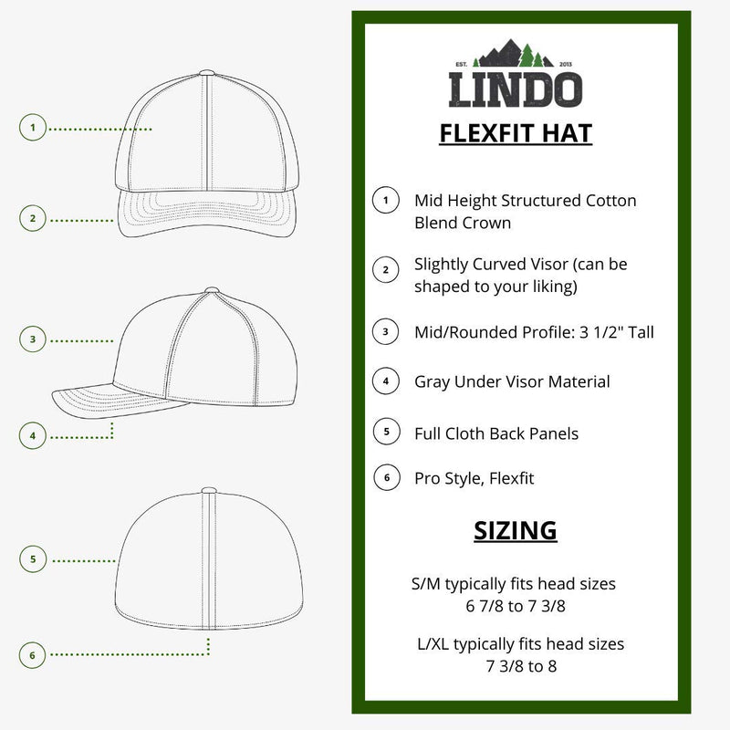 LINDO Flexfit Pro Style Hat - Mountain Sky Small Black - BeesActive Australia