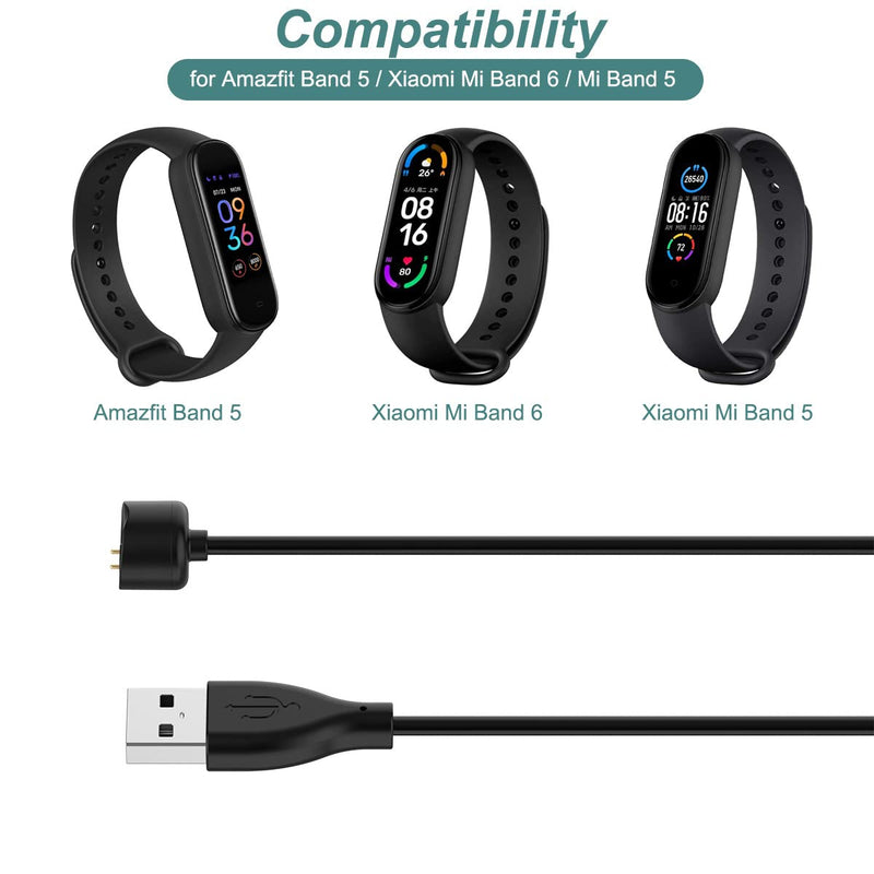 Kissmart Charger Compatible with Amazfit Band 5, Xiaomi Mi Band 6/5, Replacement USB Magnetic Charging Cable Cord Accessories for Mi Band 6/5, Amazfit Band 5 Fitness Tracker [2Pack - 1.6ft/50cm] - BeesActive Australia