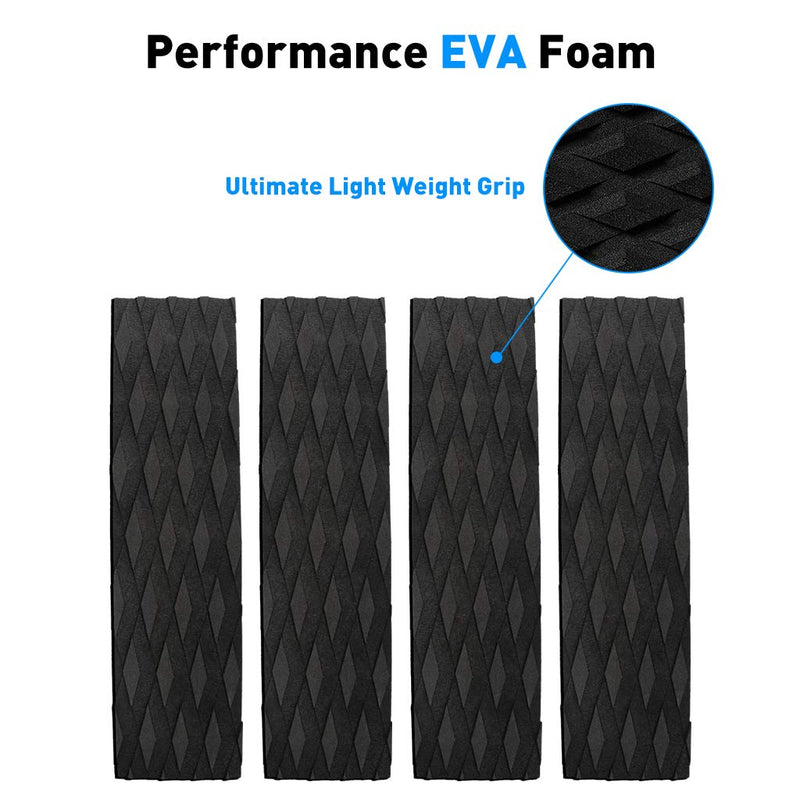 4 Pieces Surfboard Traction Pads EVA Surfing Skimboard Deck Traction Pads Anti-Slip Front Tail Pad fit for Kiteboard Surfboards,Skimboards,Longboards,Shortboards,Kayak,Fish Board - BeesActive Australia