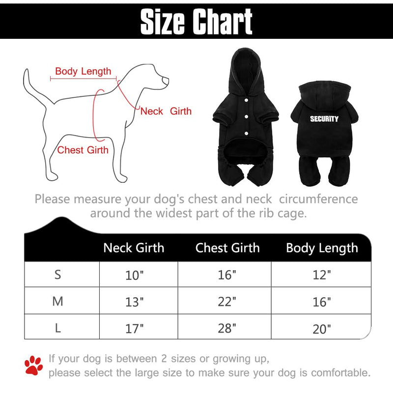 BINGPET Puppy Dog Sweatshirt Hoodies - Security Patterns Printed Black Warm Hoodie for Small to Medium Dogs - Pet Dog Sport Apparel with White Stripe Christmas Dog Pajamas - BeesActive Australia