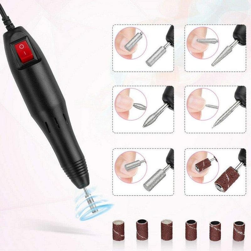 Nail Drill Machine Acrylic Nail File, Nail Art Kit Electric Manicure Pedicure Kit for Gel Acrylic Nails, 20000RPM Nail Buffer Machine Nail Art Drill Kit with Nail Drill Bits for Salon Home Use Silver - BeesActive Australia