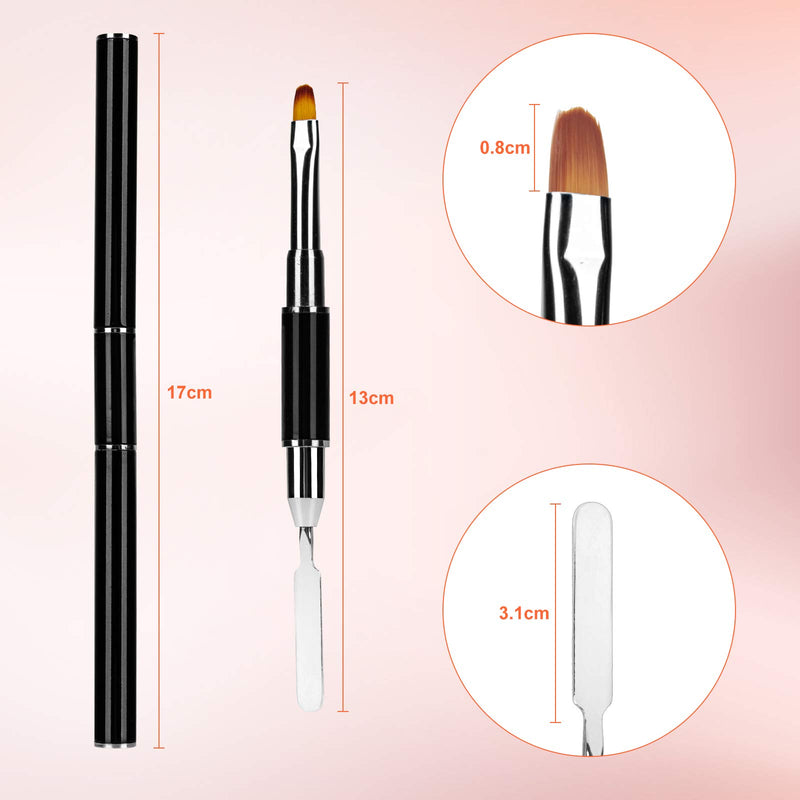 Dual-Ended Poly Gel Brush & Picker, 2 IN 1 Design Nail Brush and Spatula, Stainless Steel Gel Nail Brush Tool for Acrylic Nails Extension Gel By Tiphulan (Black/2PCS) - BeesActive Australia
