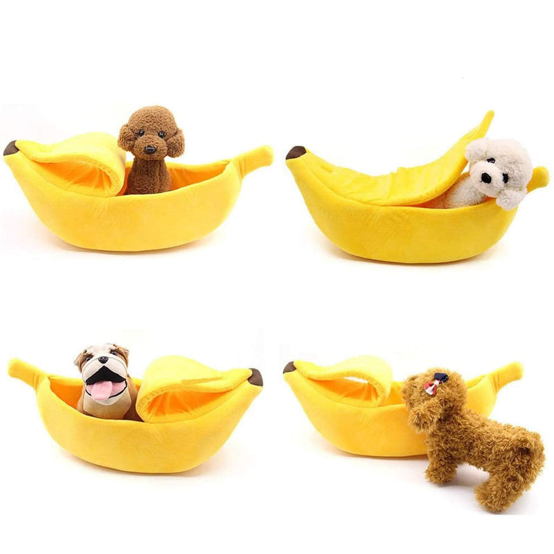 SEIS Winter Cat Banana Bed Dog House Warm Boat Pet Sleep Nest Cotton Cushion Coral Fleece Dog Pad Cat Mat Medium - BeesActive Australia