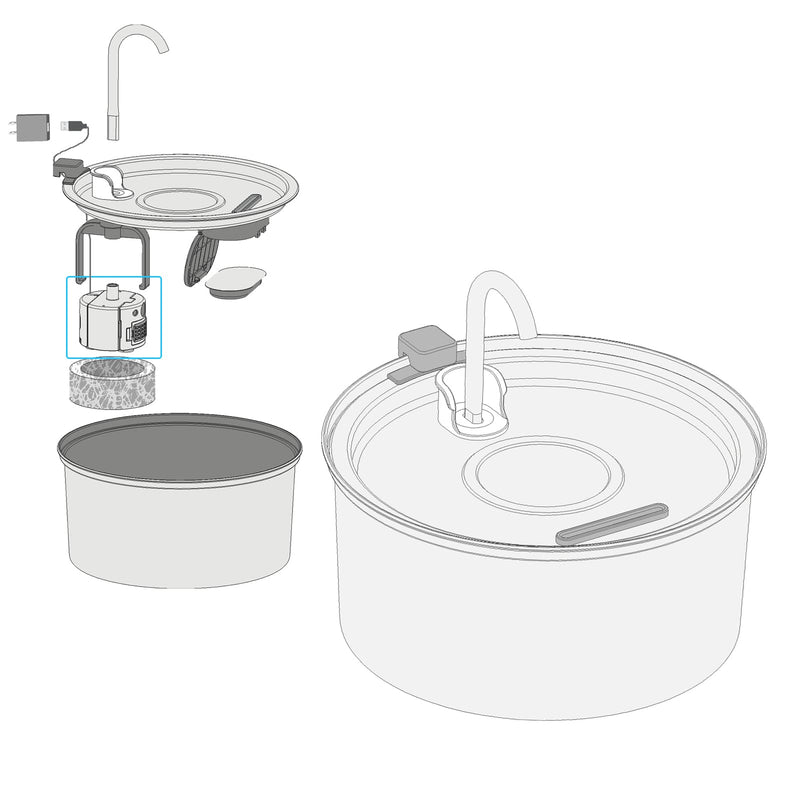 Tomxcute Replacement Pump for cat Water Fountain, Compatible 3.2L/108oz Automatic Stainless Steel Pet Fountain Dog Water Dispenser,Super Quiet Dog Pet Fountain Water Pump - BeesActive Australia