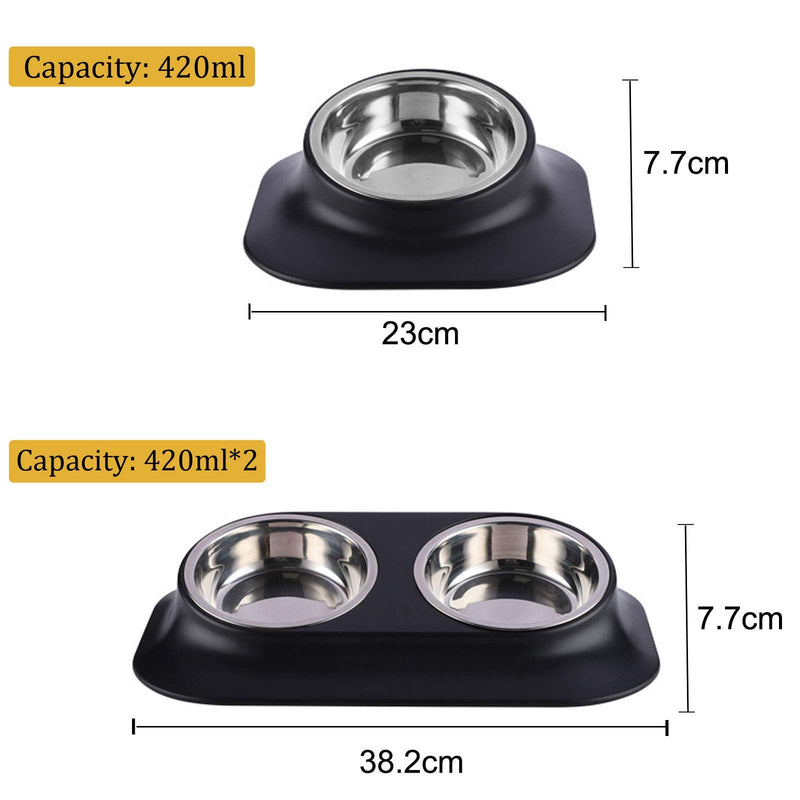 SUOXU Cat Bowls, Protect The Cervical Spine 15° Inclined Double Bowl Cat Food Bowl, Anti-Skid&Anti-Spill Cat Dog Water Bowl, Suitable for Pet Feeding Bowl for Cats and Small Dogs Double bowl set - BeesActive Australia